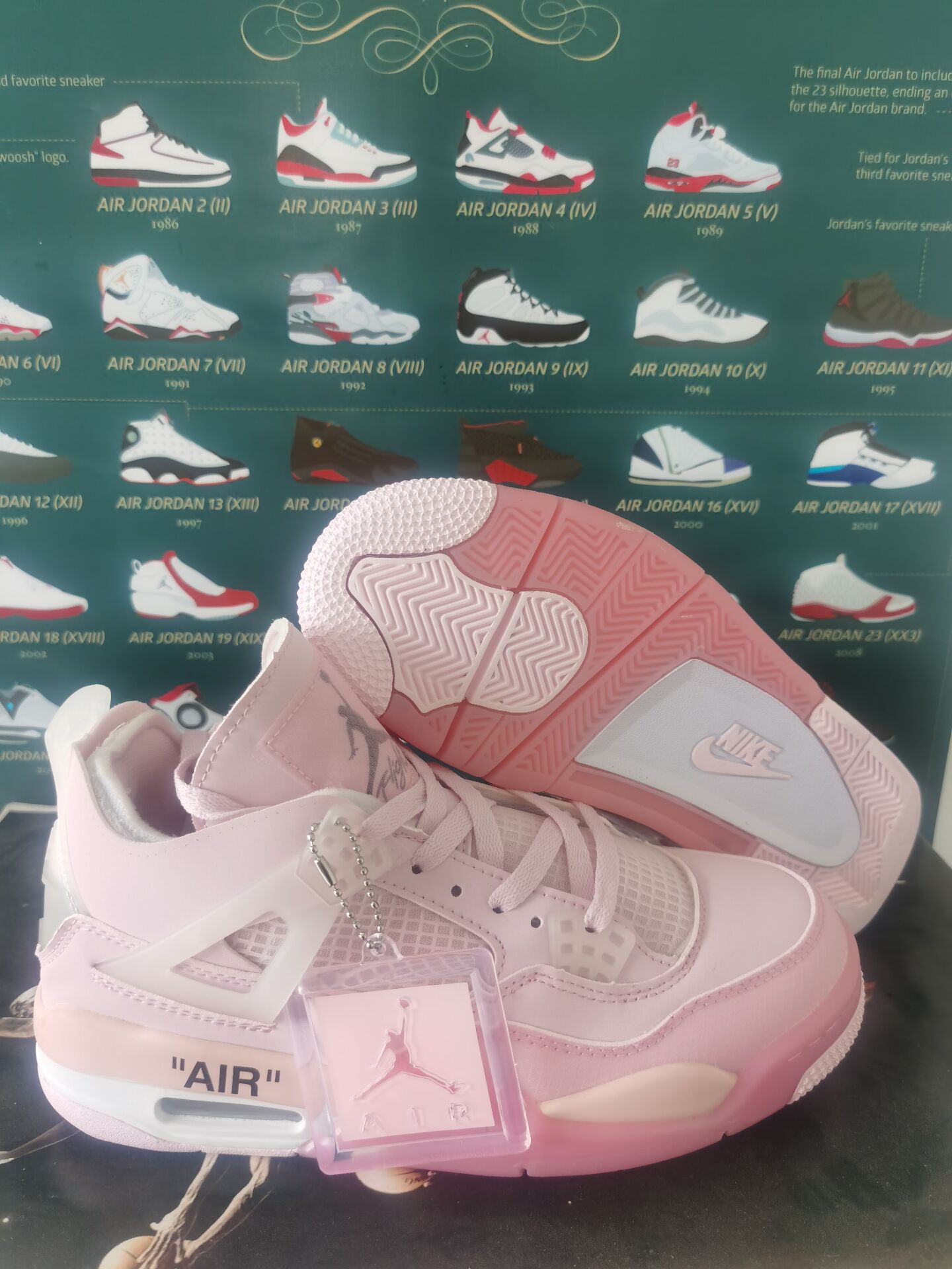 Women Air Jordan 4 Off-white Pink Footwear